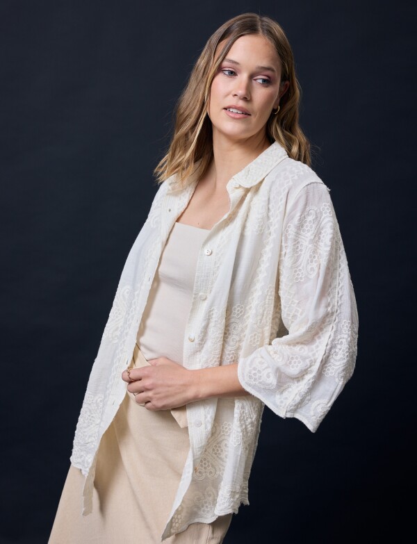Camisa Broderie BEIGE