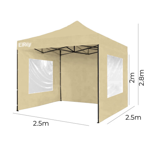 Gazebo 2.5x2.5mt Toldo Uv30 Imperm+1 Pared+2 Ventana Beige
