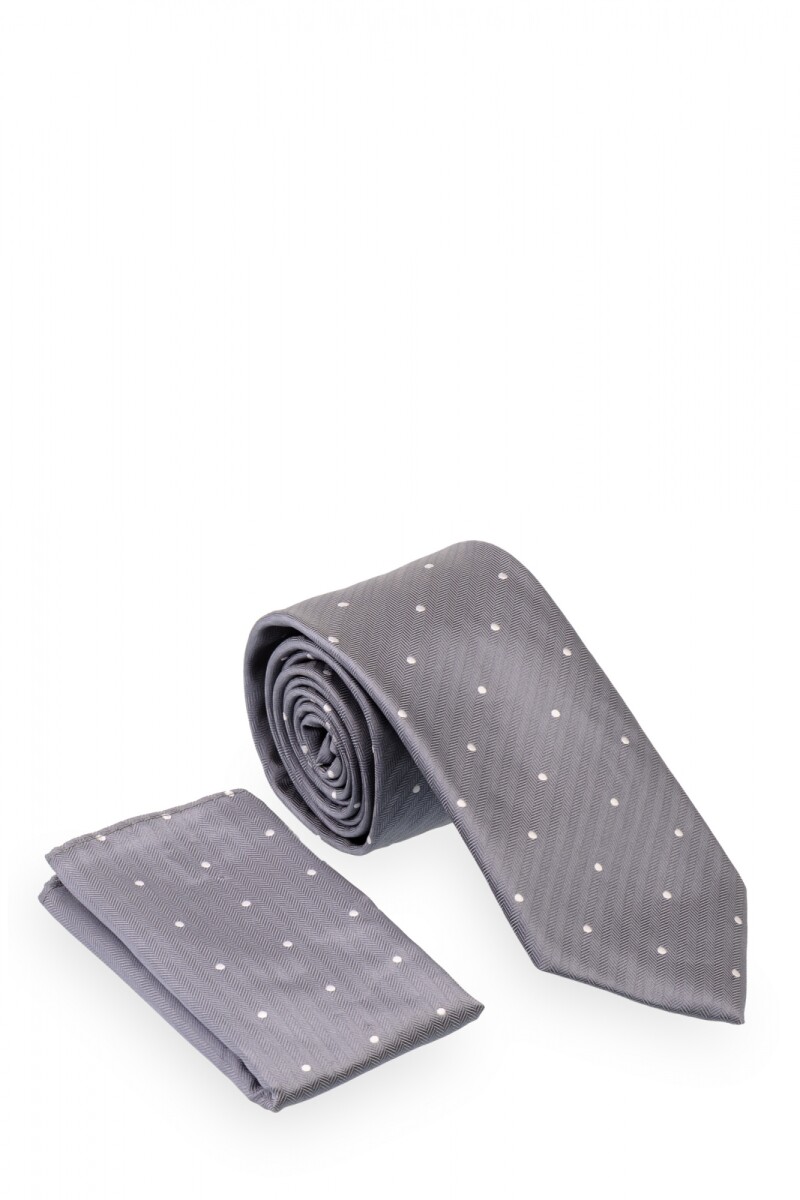 Corbata con pañuelo 8 cm GREY