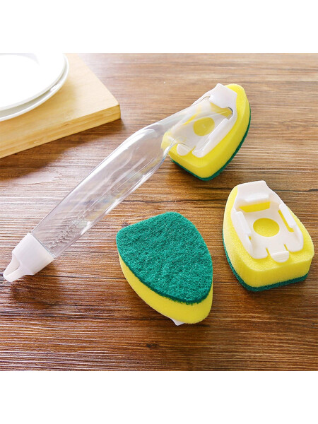 ESPONJA CON MANGO CONTENEDOR DE DETERGENTE BLANCO