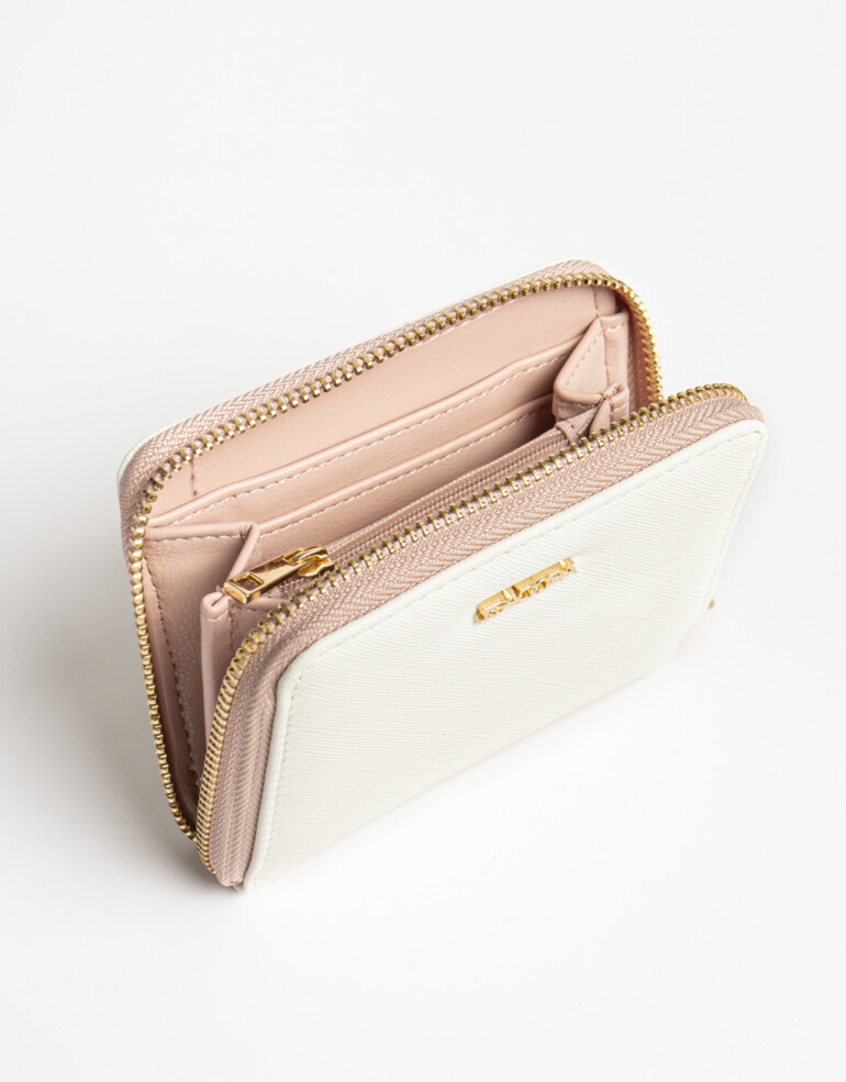 Billetera Zip Round Billetera Cuadrada Crudo - Blanco Crudo
