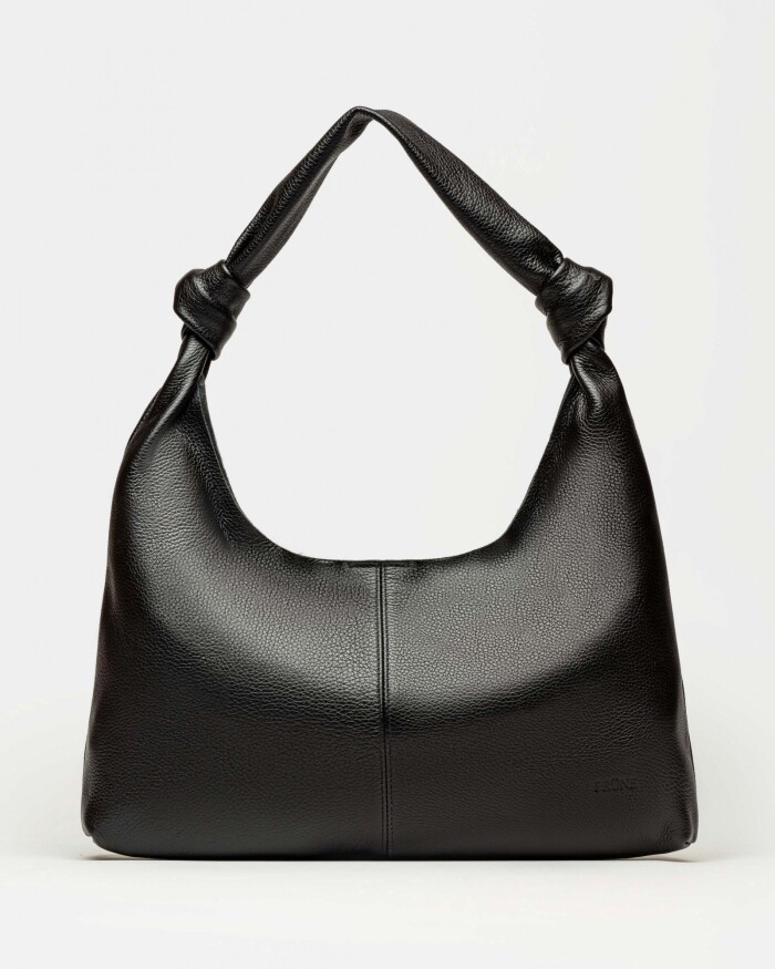 Cartera al hombro Juana en Cuero Graneado Negro