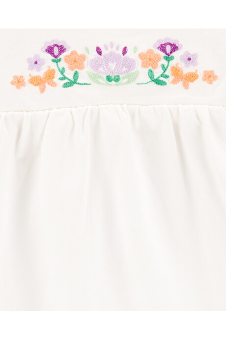 Remera de algodón, con bordado floral Sin color