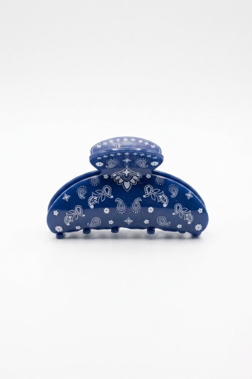 Broche ovalado paisley azul