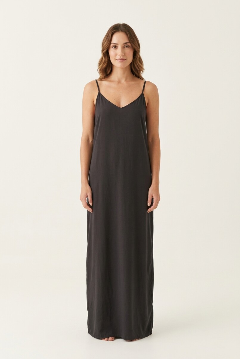 Vestido largo tirantes finos - Negro 
