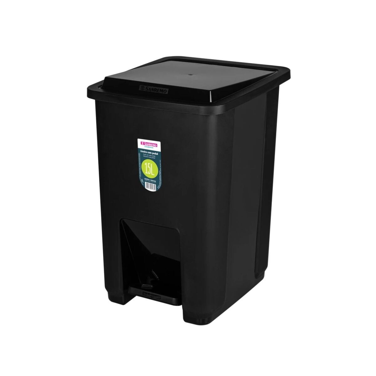 BASURERO CON PEDAL 15LT SANREMO - Negro 