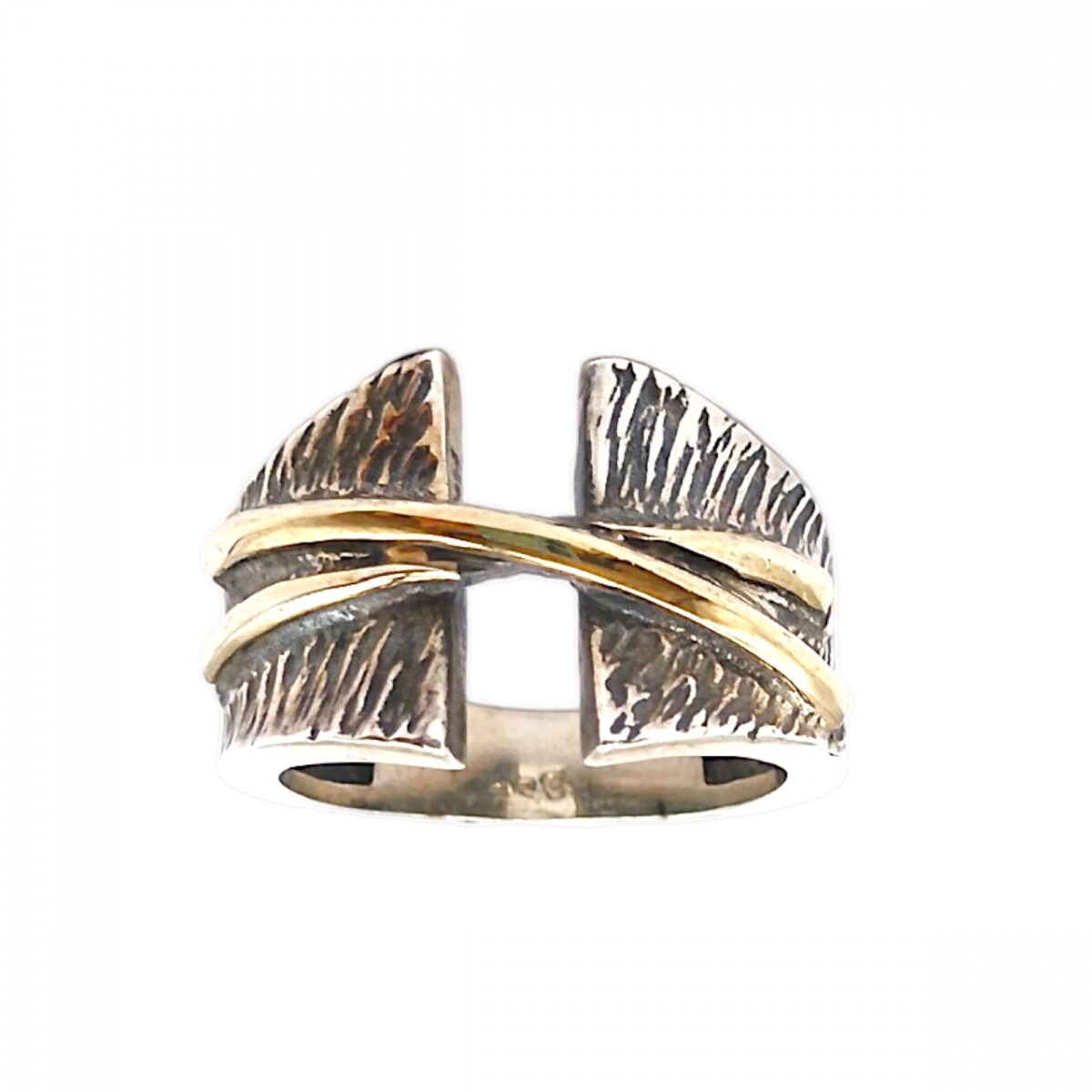 Anillo Cruzado-Plata y Oro-Sin Piedra-AN5032 - sinpiedra 