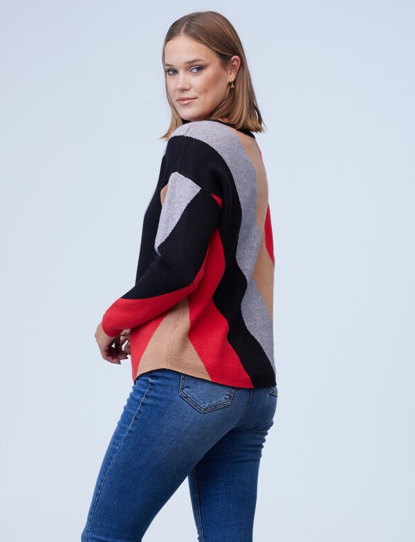 Buzo Dolman Colorblock MULTI/ROJO