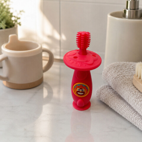 Cepillo De Dientes Mordedor Bebé Silicona Antideslizante Rojo 1