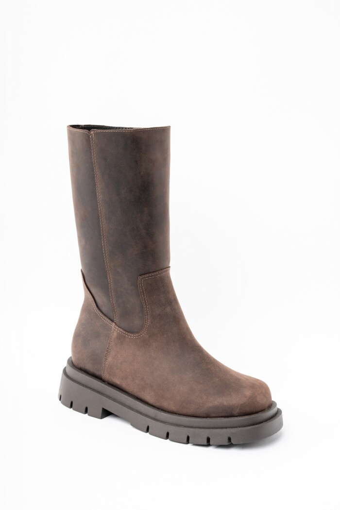 Bota Cuero Lavado Chocolate