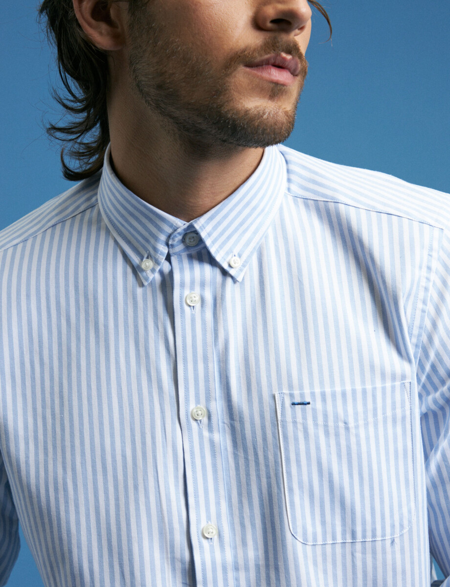 012608 CAMISA HARRINGTON LABEL Blanco/celeste