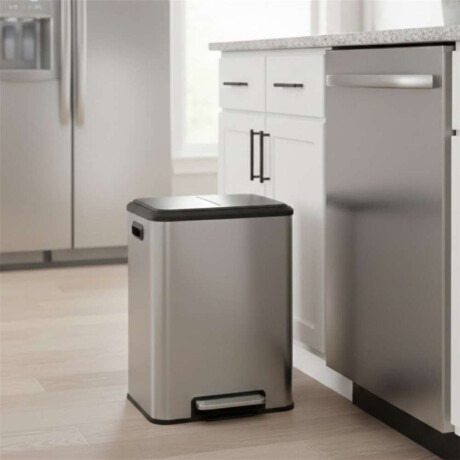 Papelera 2 Compartimentos X15Lts C/U Acero Inox C/Pedal