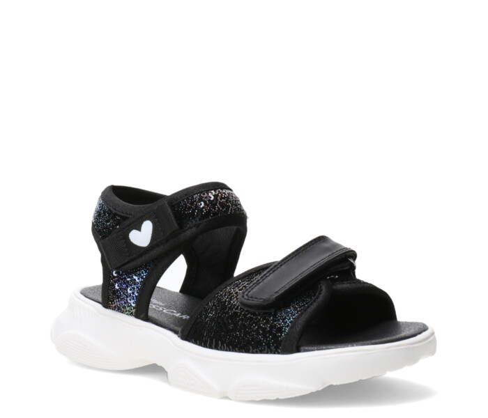 Sandalia de Niña Mini Miss Carol Zaion con lentejuelas y velcro Negro