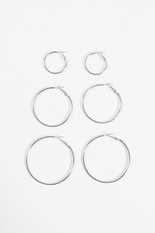 Set de aros finos plateado