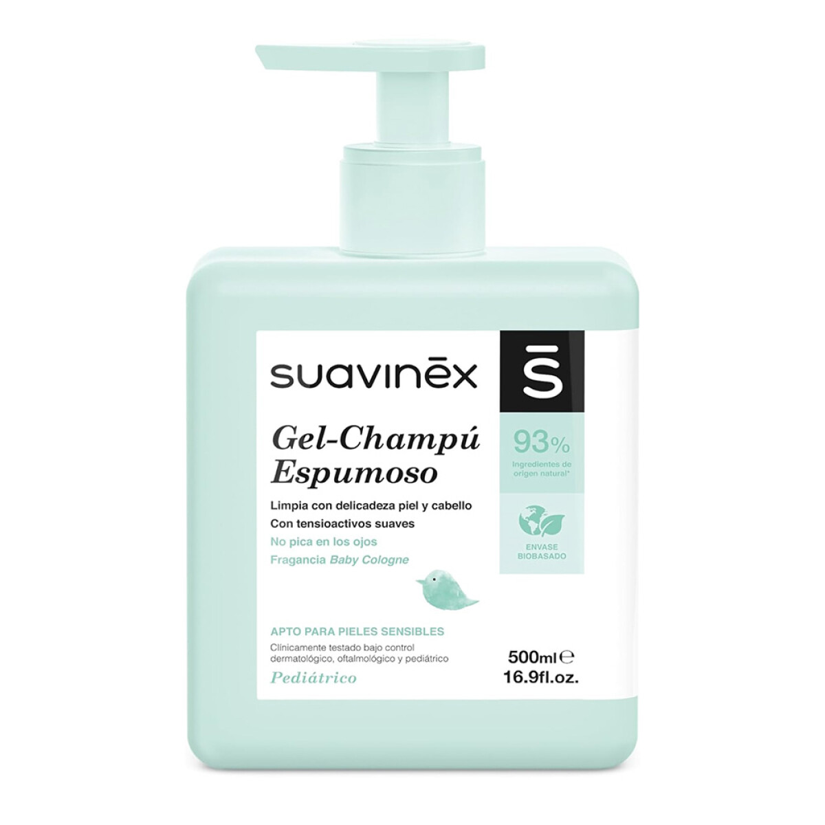 Gel Shampoo Espumoso p/Baño Cuerpo Pelo Bebé Suavinex 500Ml - Verde 