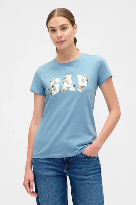 Remera Logo Gap Manga Corta Mujer Blue Stone