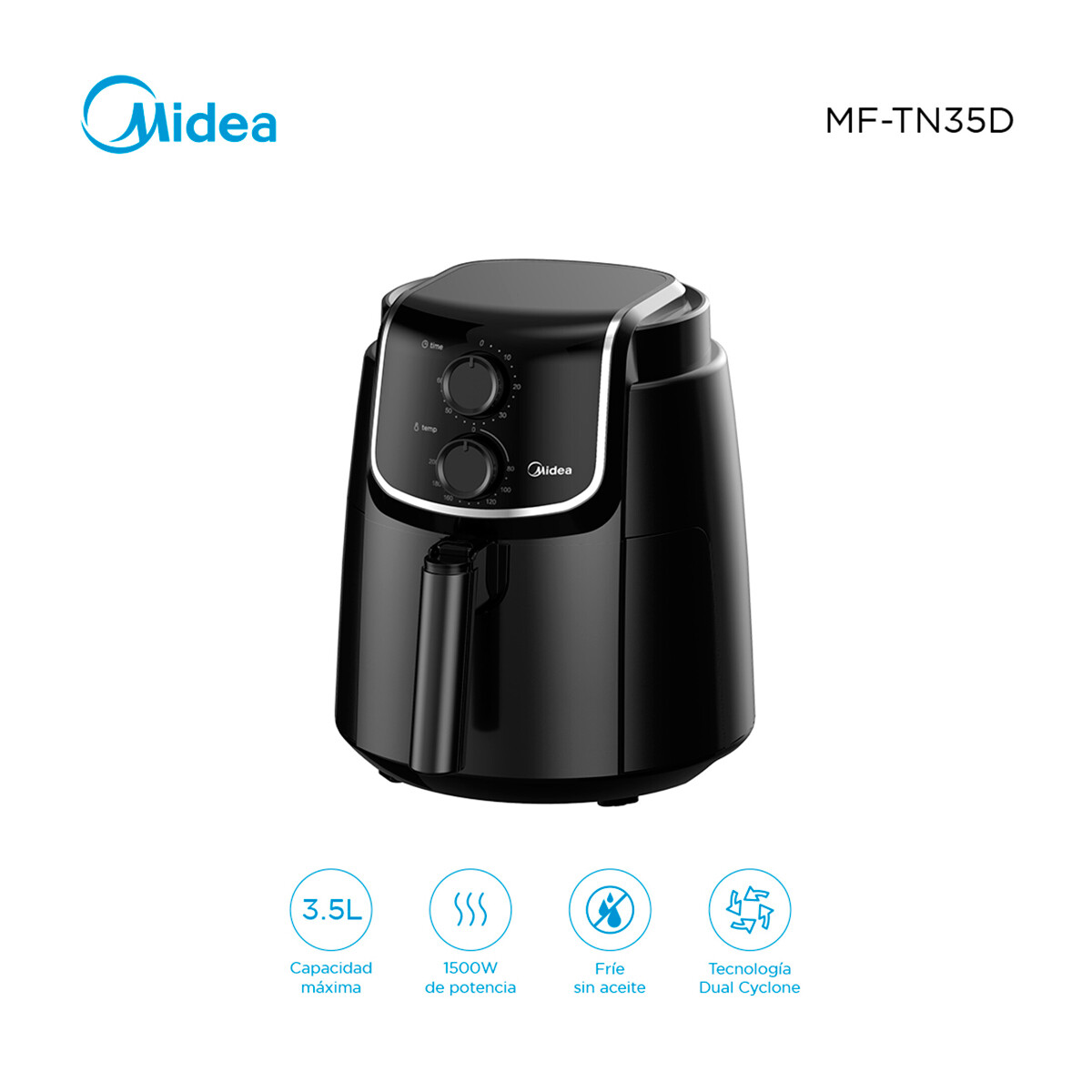 Freidora Sin Aceite 3.5 Lts. Midea Mftn35d 