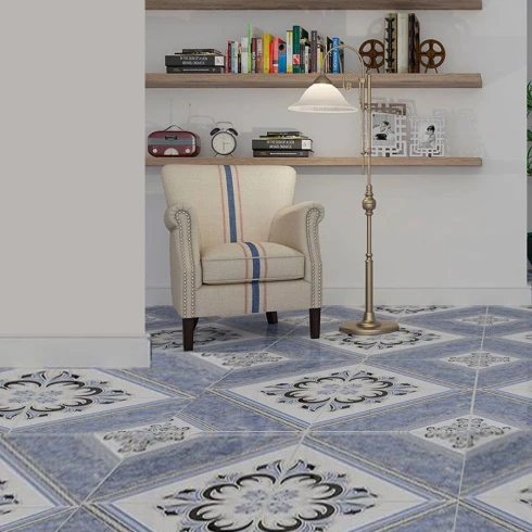 Ceramica Azul Geometrico Brillo Liso 45X45Cm Piso GAMAS DE AZUL