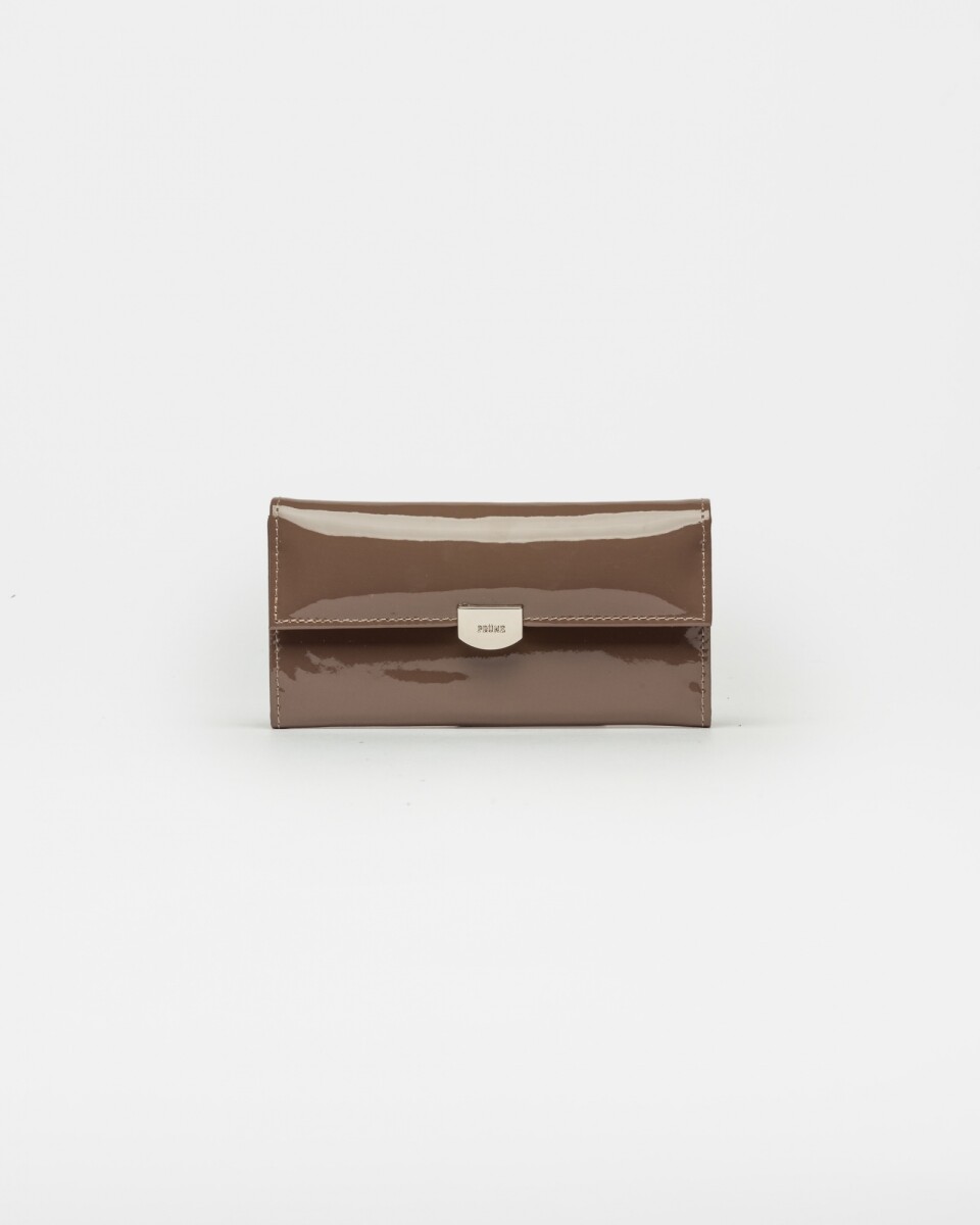 Billetera Marga en cuero charol - Taupe 