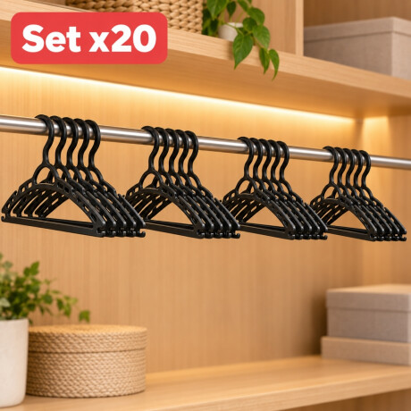 Pack X20 Perchas plásticas NEGRO