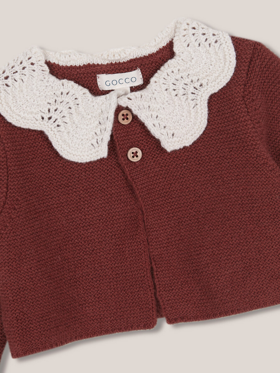 Chaqueta Con Cuello A Contraste Rojo Oscuro
