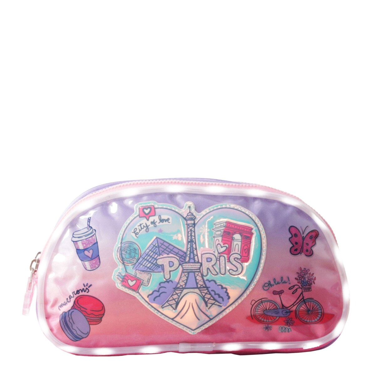 Cartuchera Footy C/Luces Ciudades - Rosa - Lila 