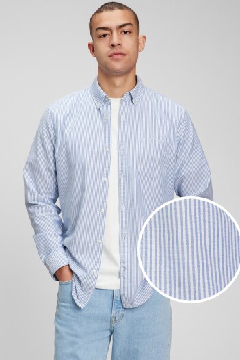 Camisa Oxford Hombre Blue Stripe