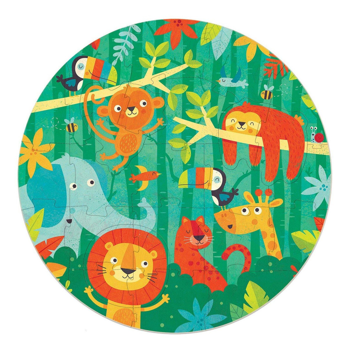 Set Puzzle Circular Animales Mono Educa Rompecabezas Niños 