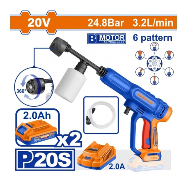 HIDROLAVADORA A BATERIA 20V 24.8 BAR 32L/MIN + ACCES + 2 BATERIAS 2.0 WADFOW HIDROLAVADORA A BATERIA 20V 24.8 BAR 32L/MIN + ACCES + 2 BATERIAS 2.0 WADFOW