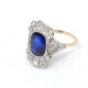 Anillo En Oro 18K, Brillantes Y Zafiro Sintético Anillo En Oro 18K, Brillantes Y Zafiro Sintético