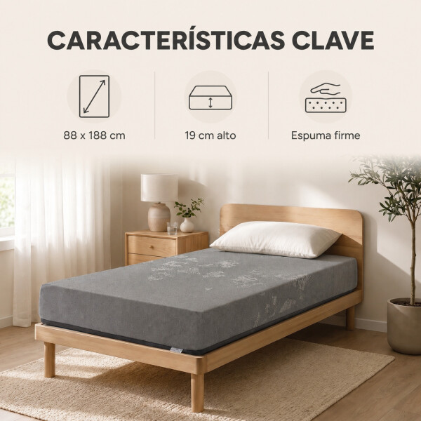 Colchón Kappesberg 1 Plaza Espuma Alta Densidad 19 Cm 120 Kg Gris 1