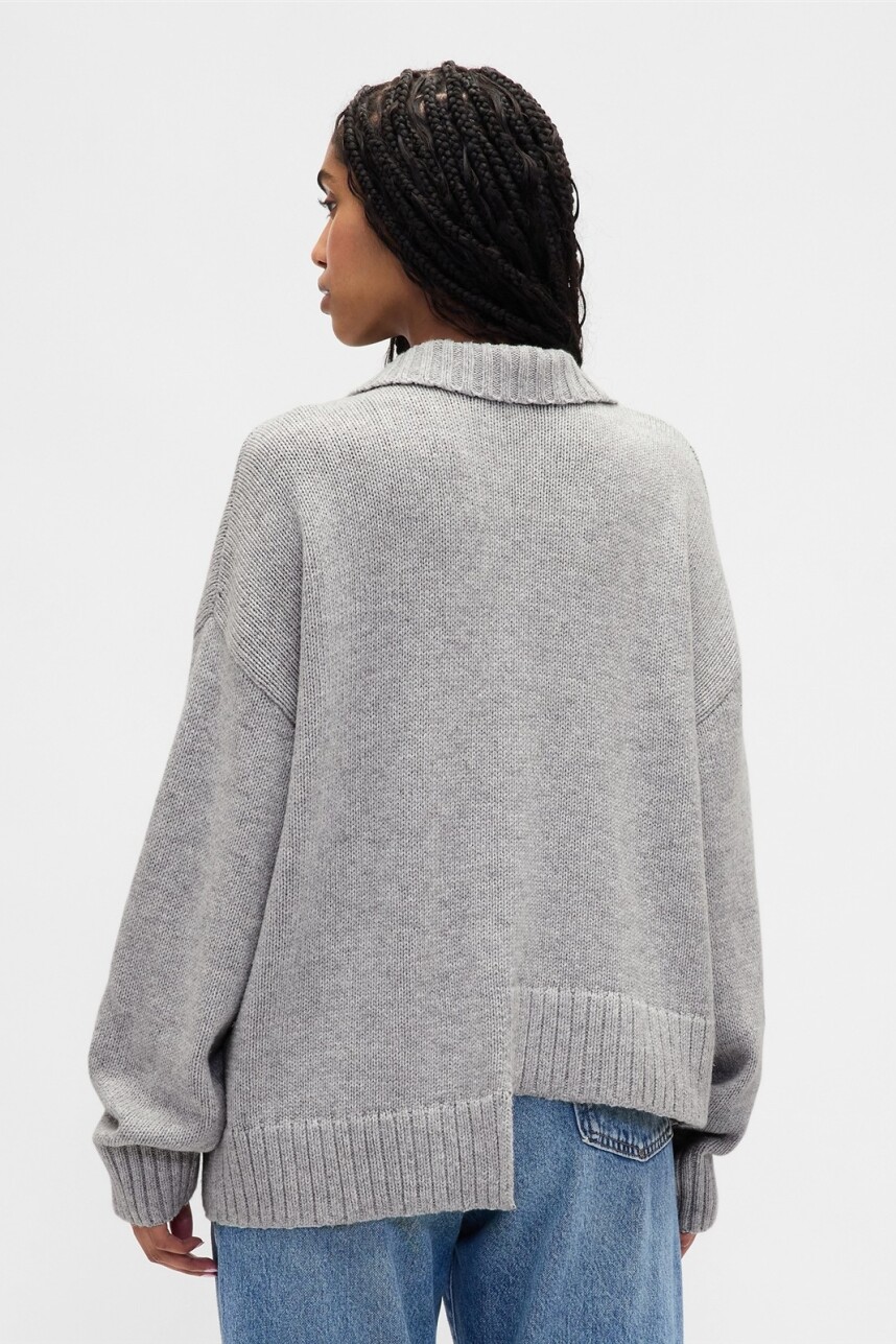 Buzo Polo Logo Gap Mujer Bc15 Lt Grey Heather