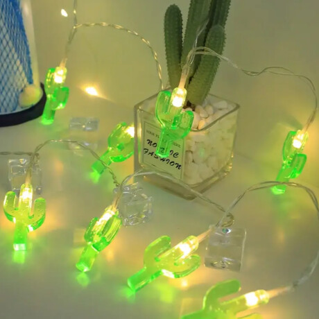 Guirnalda De Luces Cactus Verde Transparente Unica