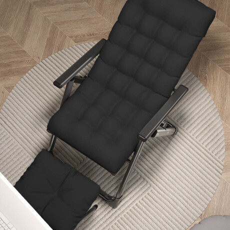 Silla Cama Reclinable Para Escritorio + Posa Pies Negro