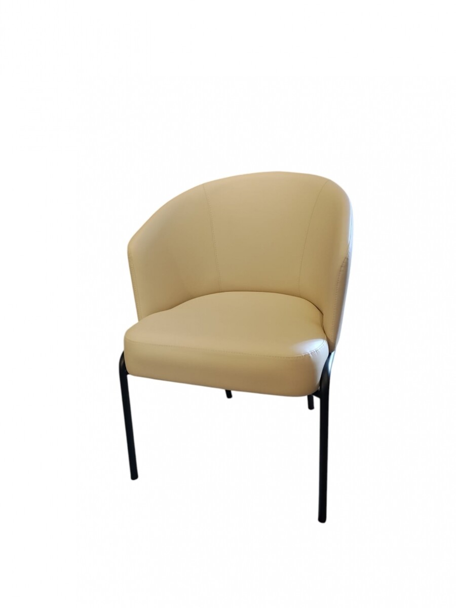 BUTACA RESPALDO CURVO 60x62x79 PATAS HIERRO NEGRO - TAPIZADA PU COLOR PERLA 