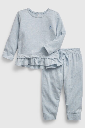 Set De Remera Y Pantalón Bebé Light Blue Heather B81