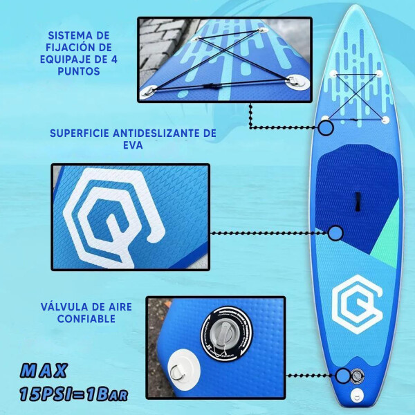 Tabla Stand Up Paddle Board Inflable 3.35 + Accesorios AZUL