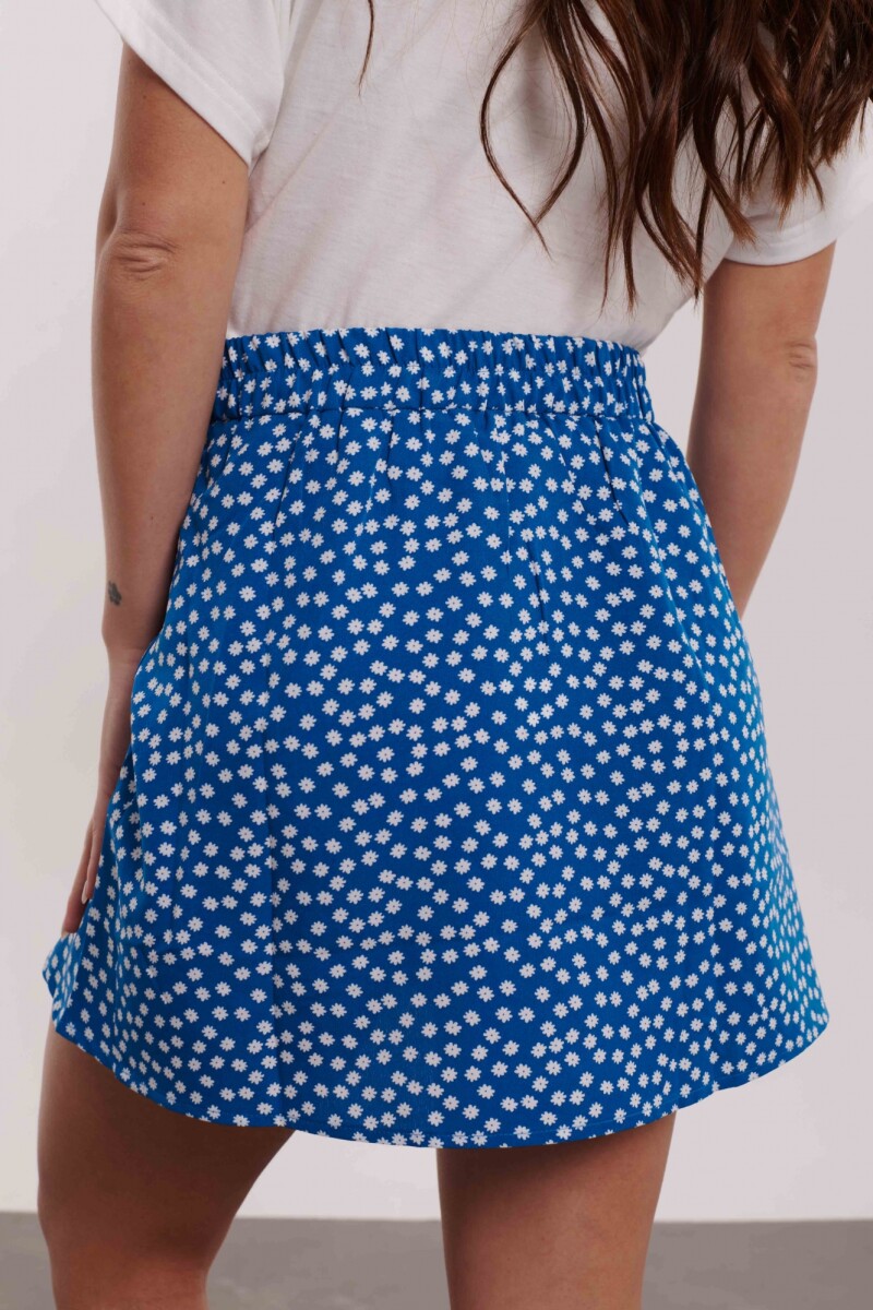 FALDA ABRIL ESTAMPADO AZUL FLORES BLANCAS FALDA ABRIL ESTAMPADO AZUL FLORES BLANCAS