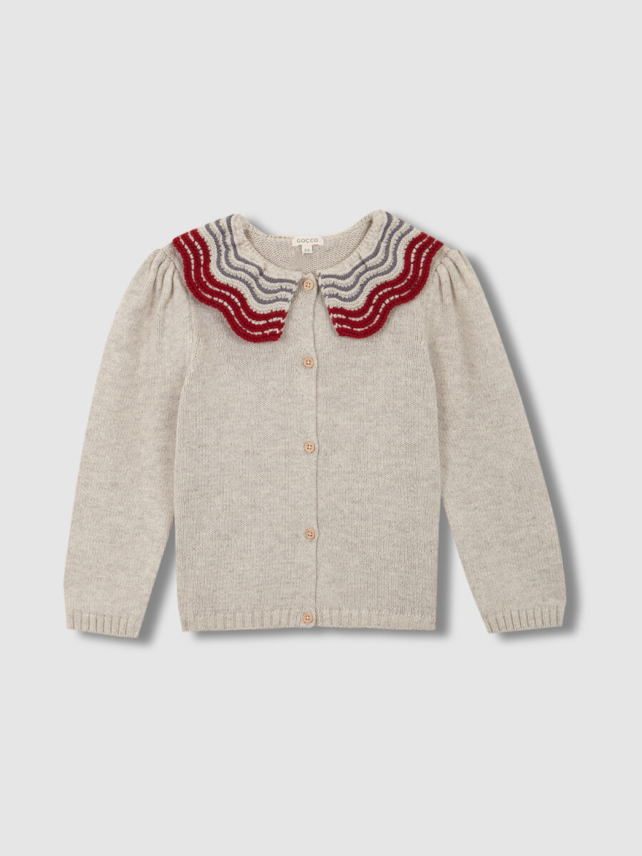 Chaqueta De Punto Cuello Especial Piedra Melange