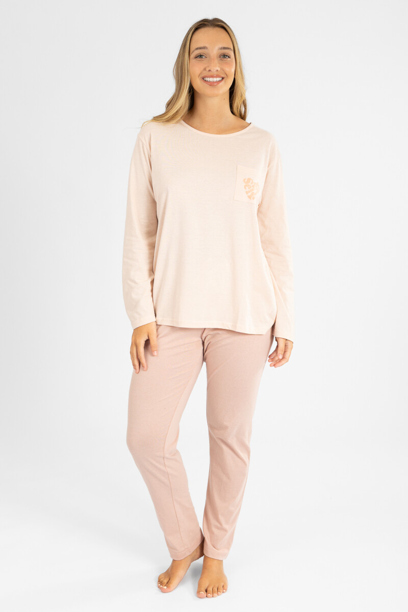 Pijama simple basic pocket Rosado