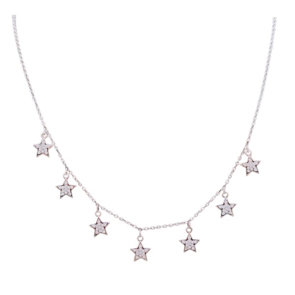 Conjunto Nakki estrellas-Plata rodinada 925 -Topacio blanco-CJ2038 conpiedra