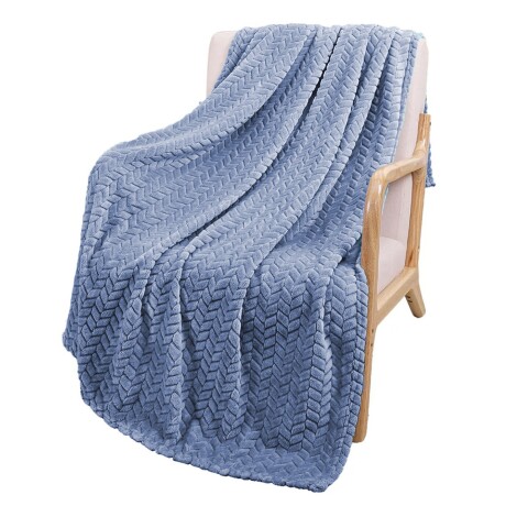 Manta Frazada Polar 2 Plazas Trigo Suave Cálida Cama Sofá Celeste
