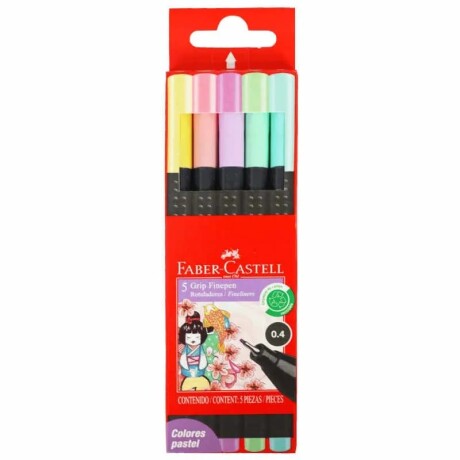 Fibra Faber-Castell Grip 0,4 mm Pastel x5 Fibra Faber-Castell Grip 0,4 mm Pastel x5