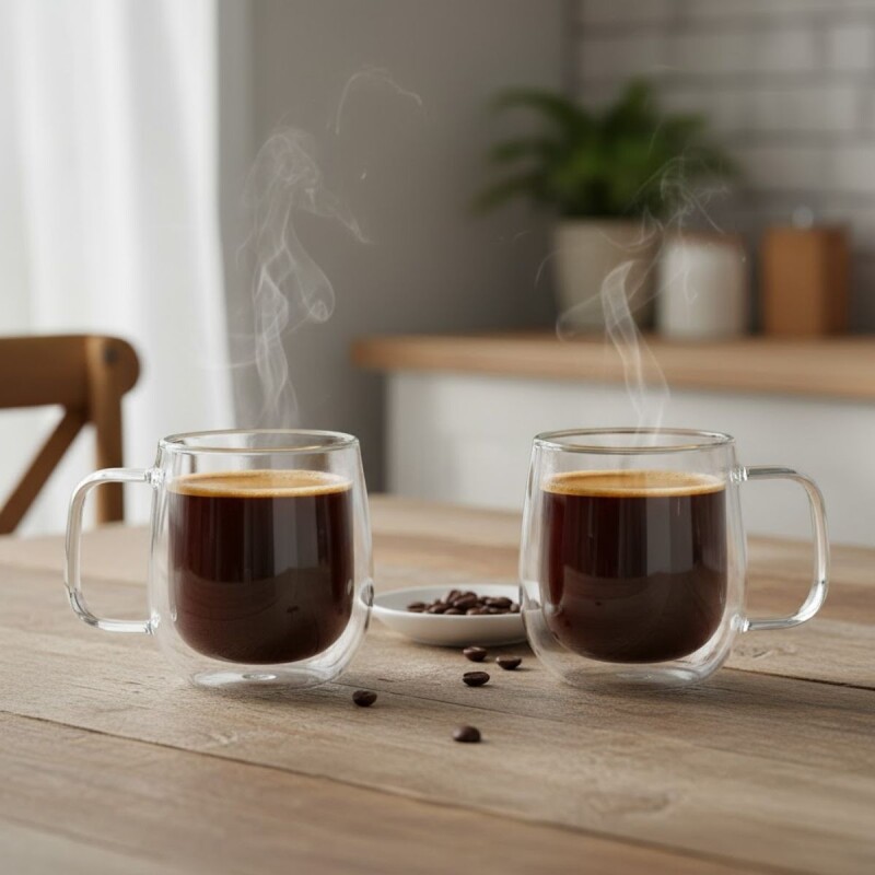 Set x2 tazas doble pared 250ml TRANSPARENTE