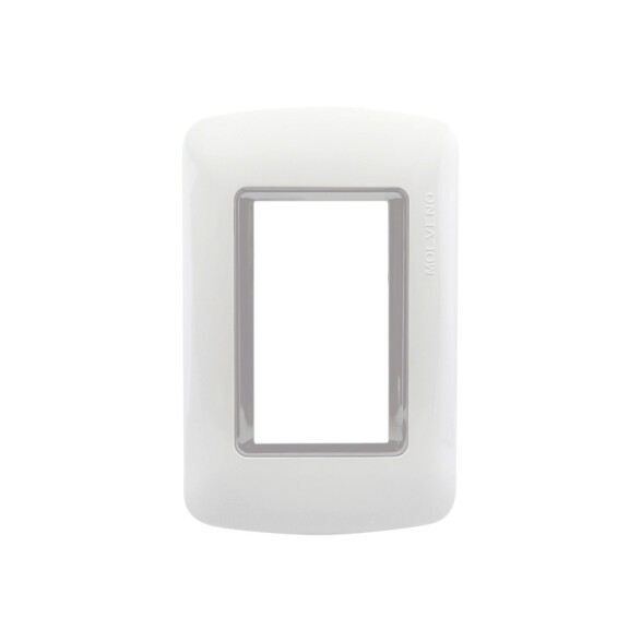 Plaqueta p/3 módulos con aro plata - Atenea Plus M48608