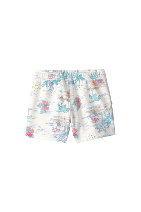 Short deportivo de algodón, diseño tropical Sin color