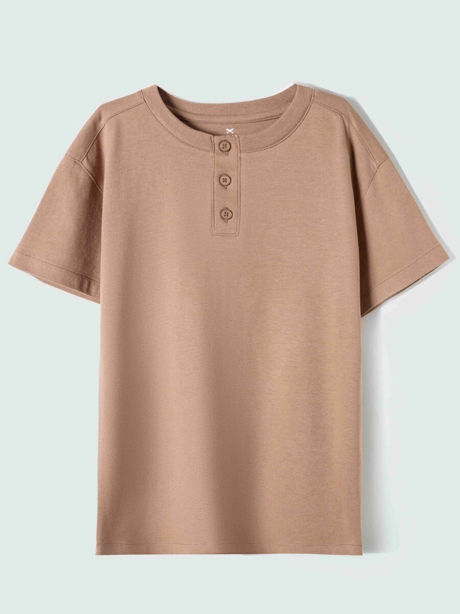 CAMISETA INFANTIL CON CUELLO - BEIGE 