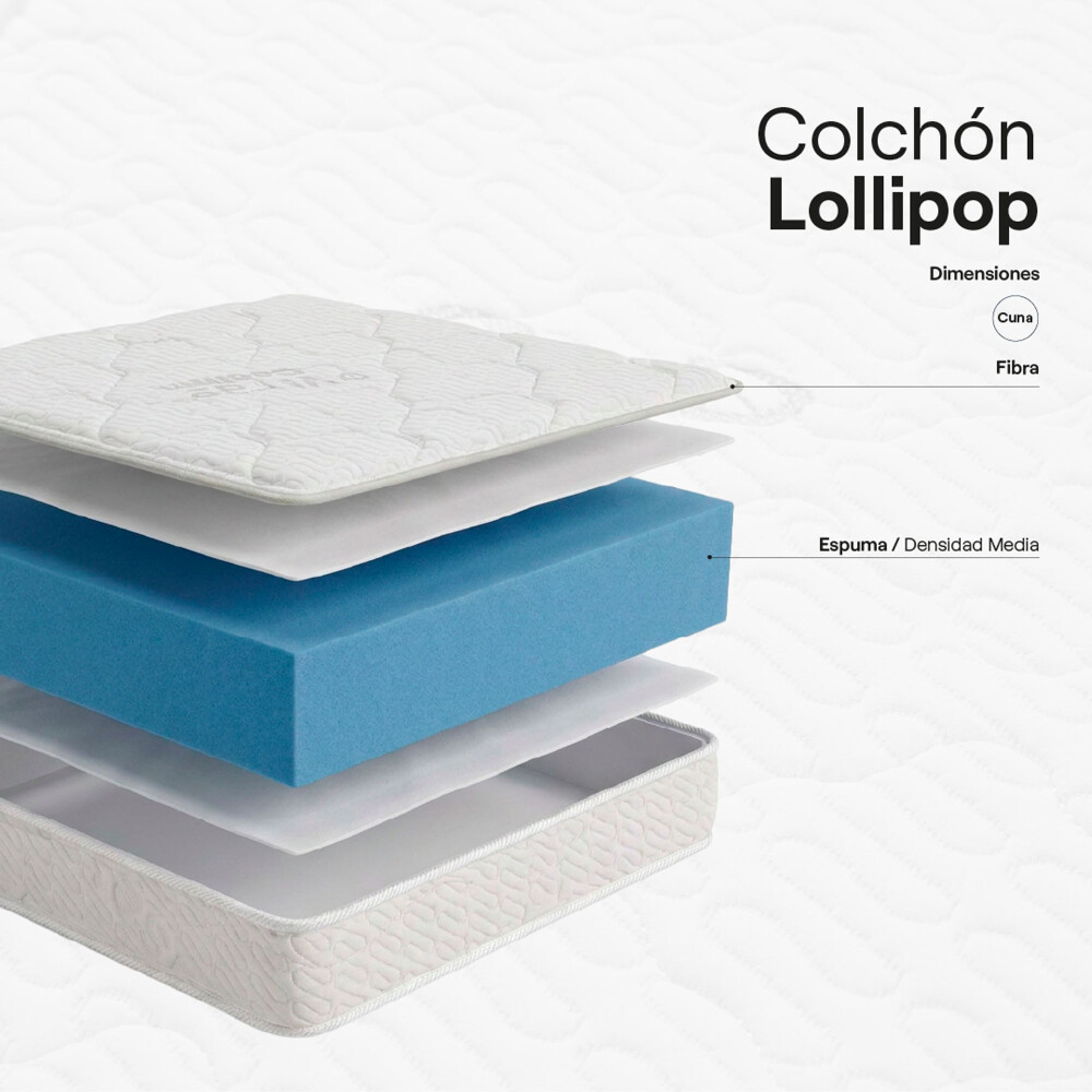 COLCHÓN CUNAS ESPUMA BLANCO LOLLIPOP