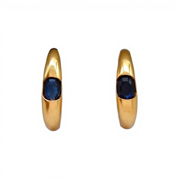 Caravanas Zafiro Aro Oval de oro- Oro bajo -Zafiro- CA8196 conpiedra