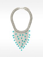 Collar Entrecruzado Con Piedras azul